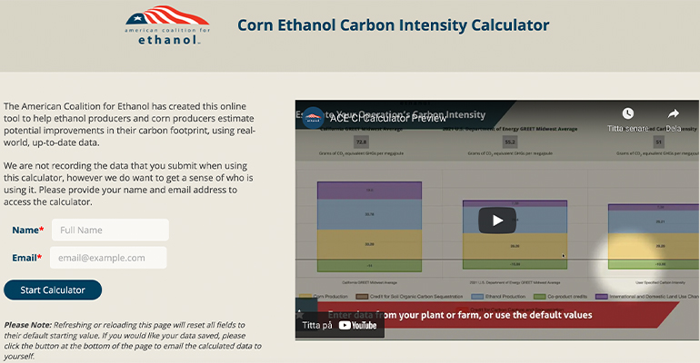 ACE introduces corn ethanol carbon intensity calculator
