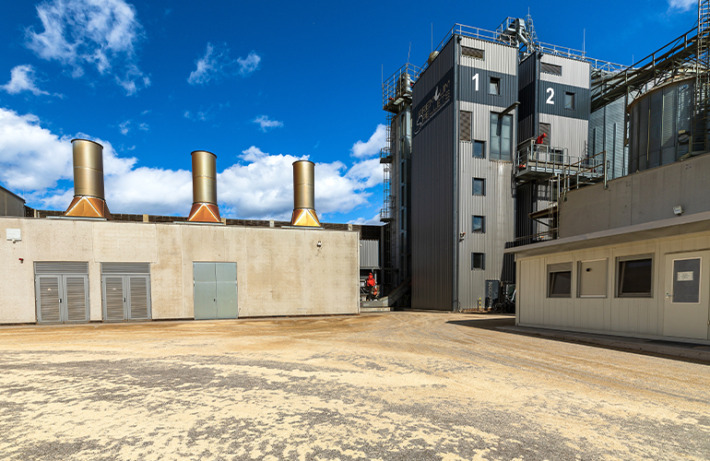 View of the boiler house, dryer and PELLETOwERS 1 and 2