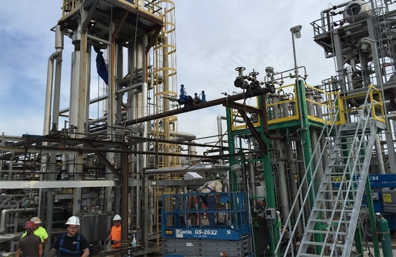 Alcohol-to-jet production units at LanzaTech Freedom Pines Biorefinery in Soperton, Georgia. (photo courtesy LanzaTech).